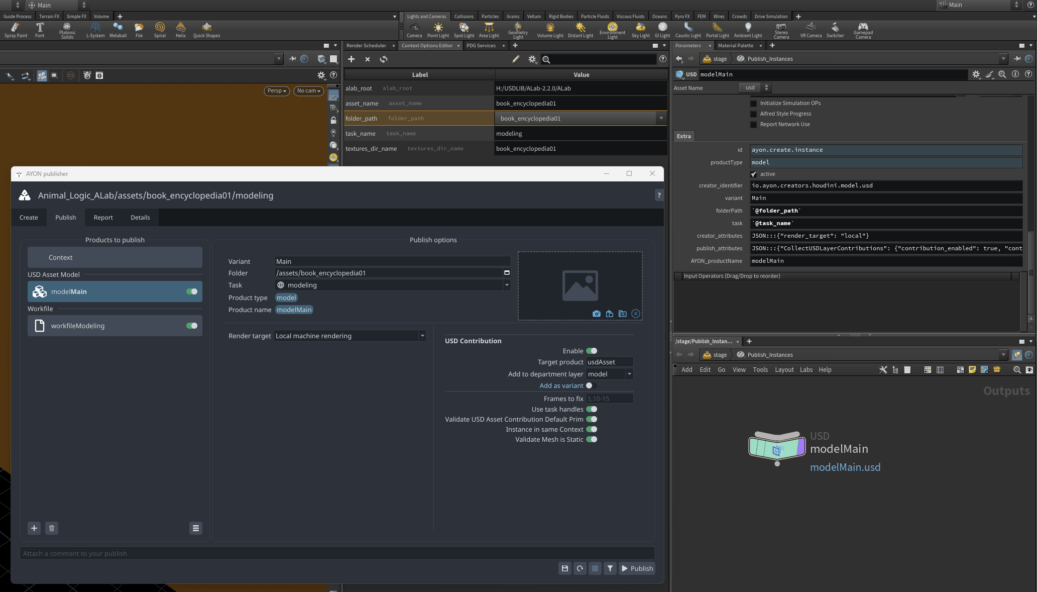 Set AYON cotext using Houdini context options